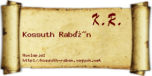Kossuth Rabán névjegykártya